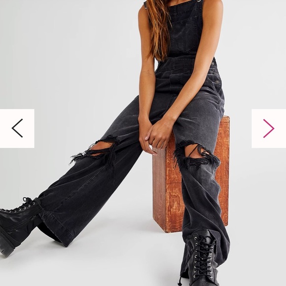 💐FREE PEOPLE Distressed overalls💐& cami💐 - Picture 3 of 16